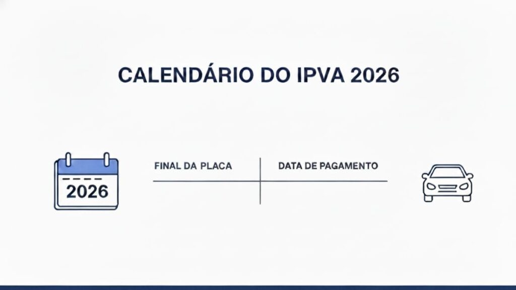 Tabela com as datas de vencimento do IPVA DF 2026 por final de placa.