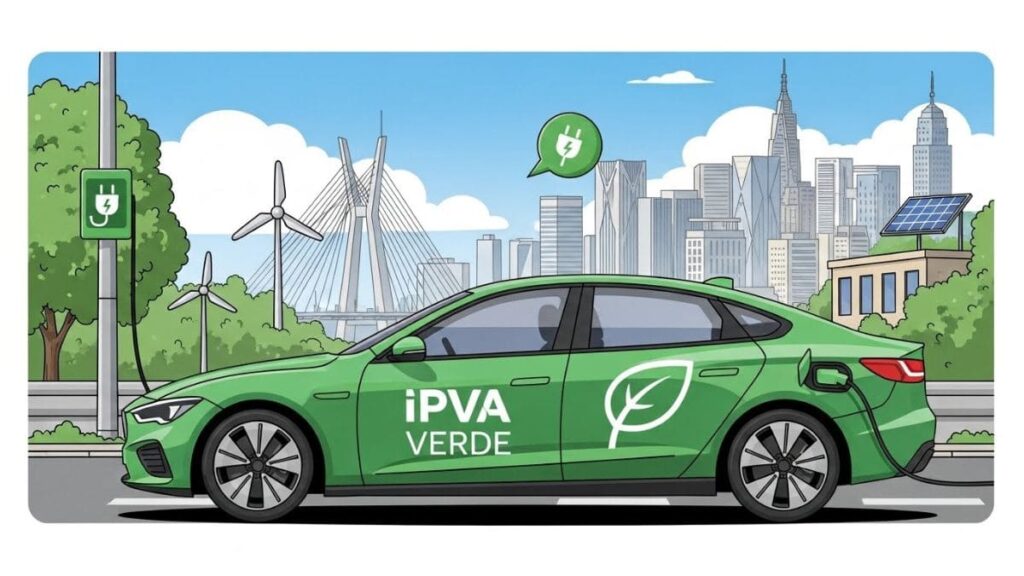 Veículo elétrico trafegando pela cidade de São Paulo relacionado ao IPVA de carro elétrico em SP
