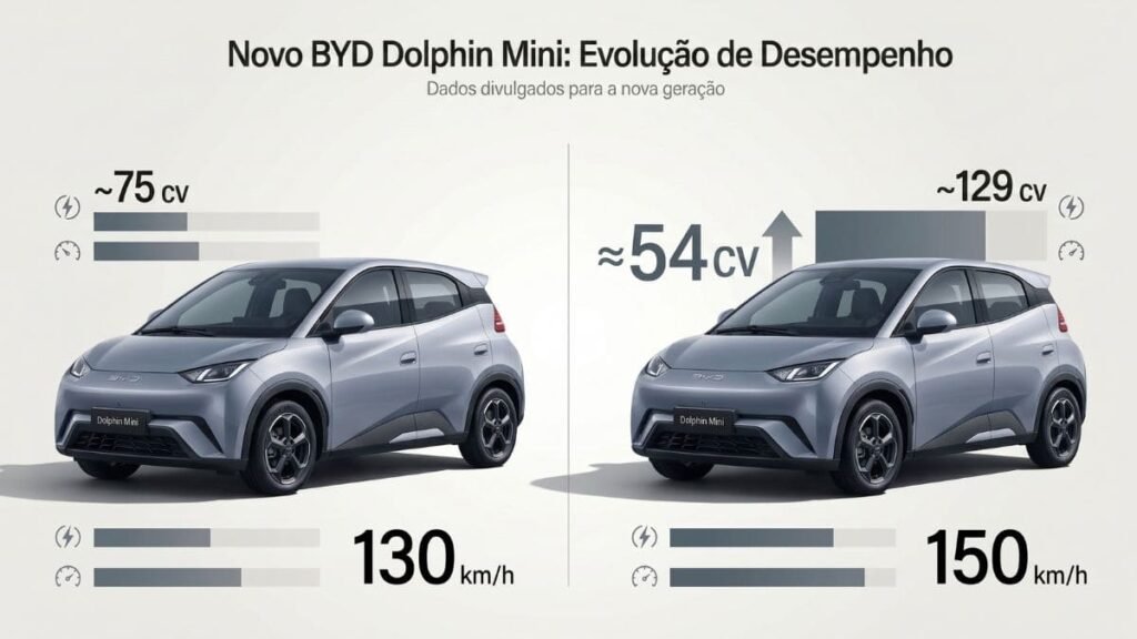 Novo BYD Dolphin Mini com evolução de potência e velocidade